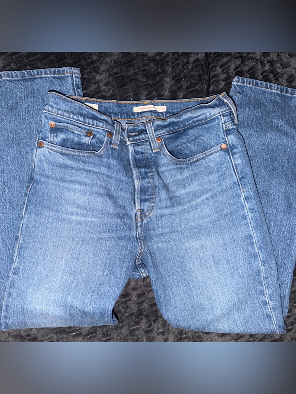 Levi’s Premium Wedgie Straight Jeans in a classic medium wash